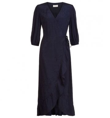 Hobbs Sara Sleeve Wrap Dress Navy