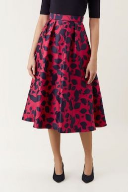 Hobbs Hermione Print Skirt Navy Pink