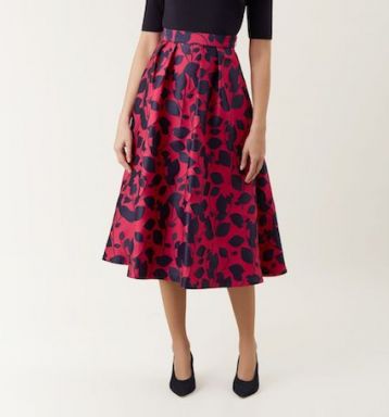 Hobbs Hermione Print Skirt Navy Pink