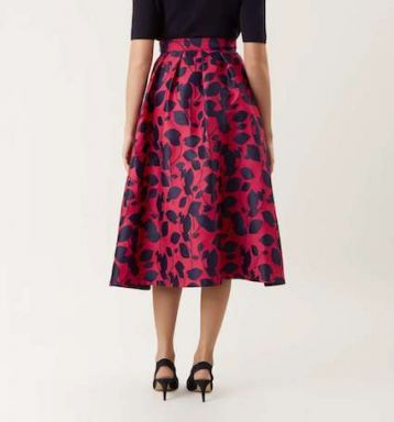 Hobbs Hermione Print Skirt Navy Pink