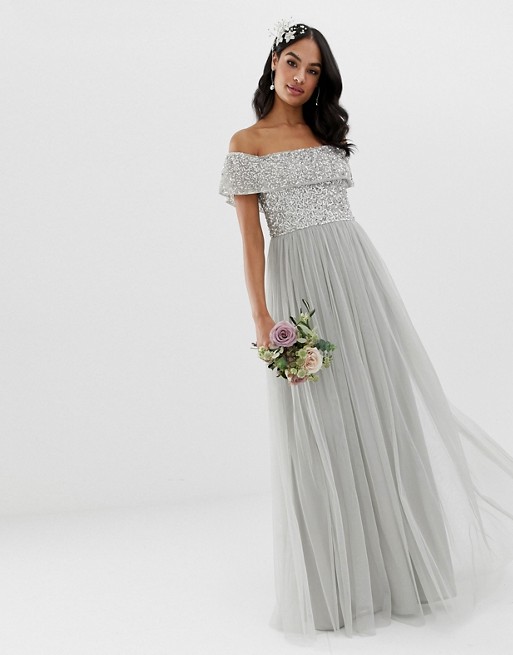 Maya Bridesmaid bardot maxi tulle ...