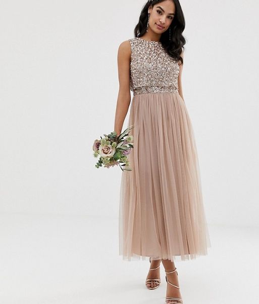 taupe sequin bridesmaid dresses