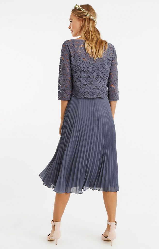 Lace top pleated skirt hot sale dress