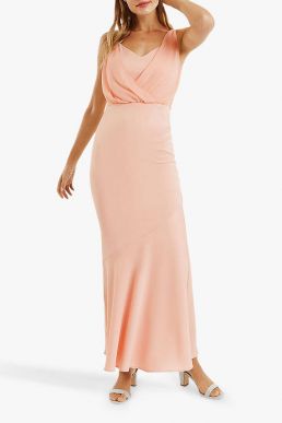 Oasis Emily Bow Back Bridesmaid Maxi Dress Dusty Pink