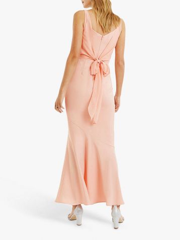 Oasis Emily Bow Back Bridesmaid Maxi Dress Dusty Pink