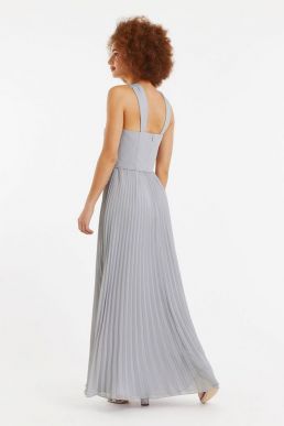 Oasis Twist Slinky Maxi Bridesmaid Dress Pale Grey