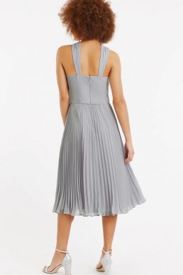 Oasis Twist Slinky Short Bridesmaid Dress Pale Grey