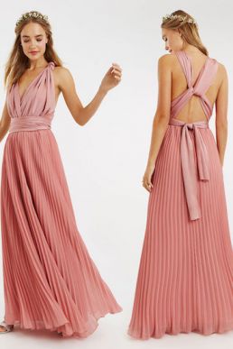 Oasis Wear Your Own Way Pleated Multiway Bridesmaid Maxi Blush Pale Pink