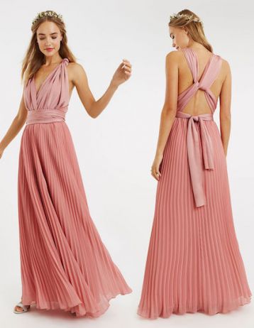 Oasis Wear Your Own Way Pleated Multiway Bridesmaid Maxi Blush Pale Pink
