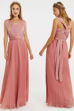 Oasis Wear Your Own Way Pleated Multiway Bridesmaid Maxi Blush Pale Pink