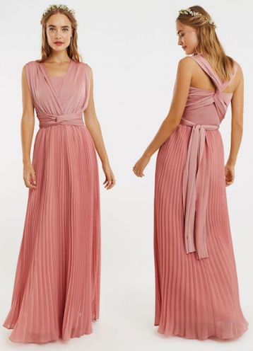 Oasis Wear Your Own Way Pleated Multiway Bridesmaid Maxi Blush Pale Pink