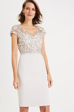 Phase Eight Charlotte Lace Dress Cream Latte