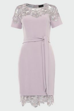 Phase Eight Debora Guipure Lace Dress Dusty Mauve Lilac
