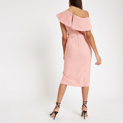 River Island Pink cape sleeve midi dress myonewedding