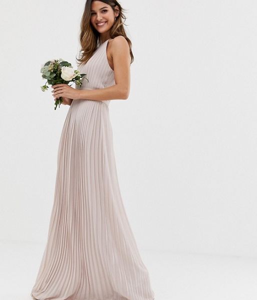 tfnc bridesmaid exclusive high neck pleated maxi dress