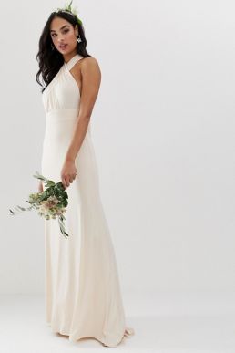 TFNC bridesmaid exclusive multiway maxi dress in pearl pink