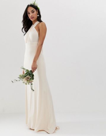 TFNC bridesmaid exclusive multiway maxi dress in pearl pink