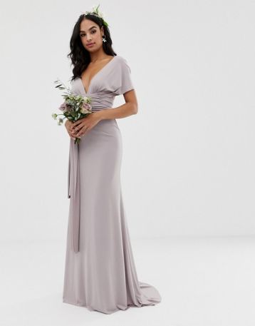 TFNC multiway maxi Bridesmaid dress grey silver