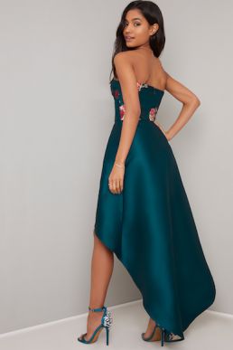 Chi Chi Brie Floral Strapless High Low Dress Green Multi