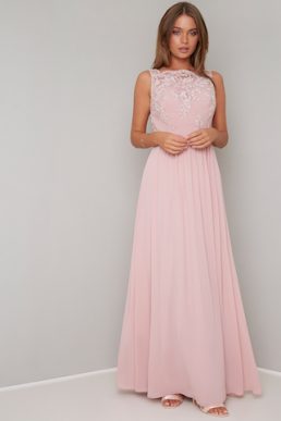 Chi Chi Esra Lace Maxi Bridesmaid Dress Pink Blush