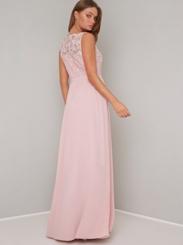 Chi Chi Esra Lace Maxi Bridesmaid Dress, Pink/Blush - Image 2