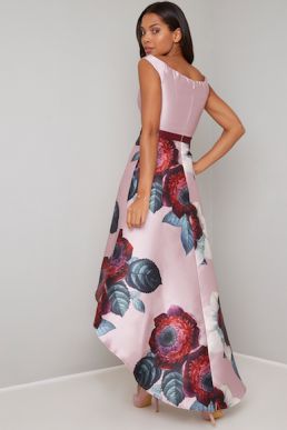 Chi Chi Saide Floral High Low Dress Pink Multi