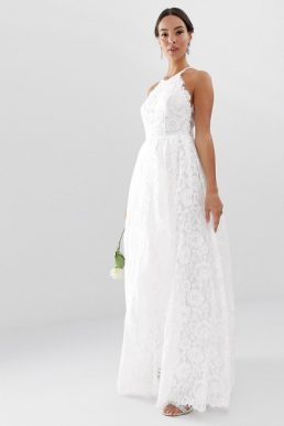 ASOS EDITION lace halter neck maxi wedding dress Ivory