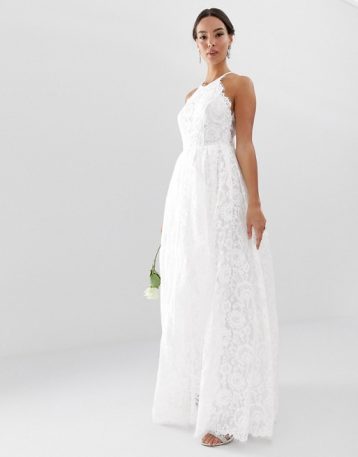 ASOS EDITION lace halter neck maxi wedding dress Ivory