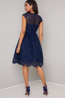 Chi Chi April Lace Bridesmaid Short Dress Navy Blue