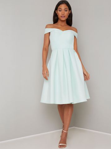 Chi Chi Erynn Bardot Dress Mint Green