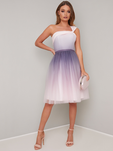 purple and white dress