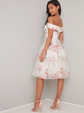 Chi Chi Lillia Bardot Floral Dress, White/Multi - Image 2
