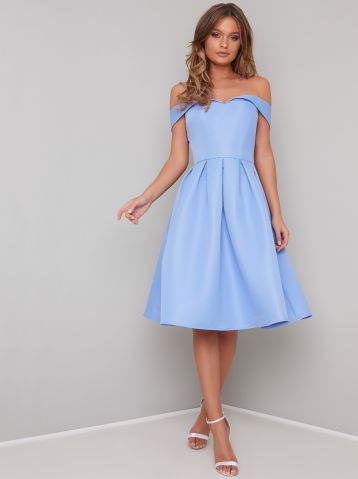 Chi Chi Marlie Bardot Dress Blue