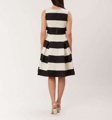 Hobbs Emma Stripe A-line Dress, White/Black - Image 3