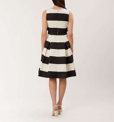 Hobbs Emma Stripe A line Dress White Black myonewedding