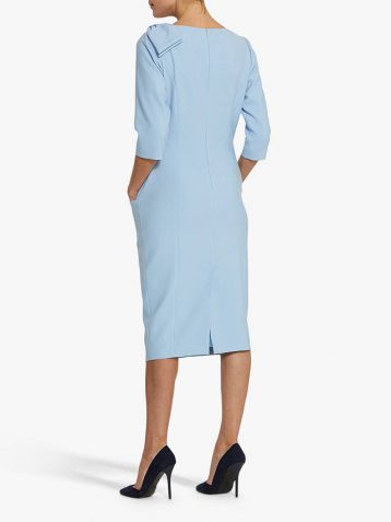 Helen McAlinden Natalie Bow Detail Pencil Dress Light Blue