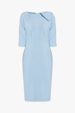 Helen McAlinden Natalie Bow Detail Pencil Dress Light Blue