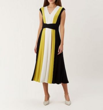 Hobbs Bailly Colour Block Dress Yellow White Block