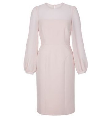 Hobbs Mila Sheer Sleeve Shift Dress Pale Pink Blush