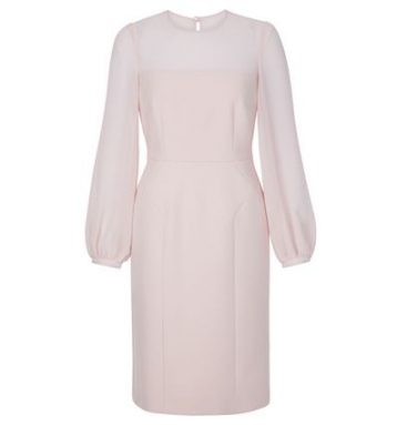 Hobbs Mila Sheer Sleeve Shift Dress Pale Pink Blush