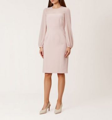Hobbs Mila Sheer Sleeve Shift Dress Pale Pink Blush