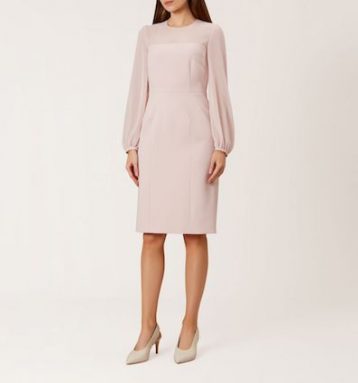 Hobbs Mila Sheer Sleeve Shift Dress Pale Pink Blush