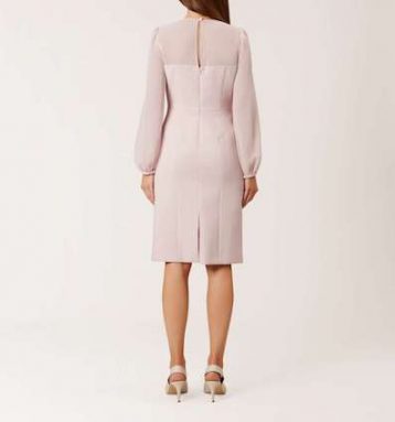 Hobbs Mila Sheer Sleeve Shift Dress, Pale Pink/Blush - Image 3