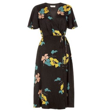 Hobbs Peggy Floral Wrap Dress Black Multi