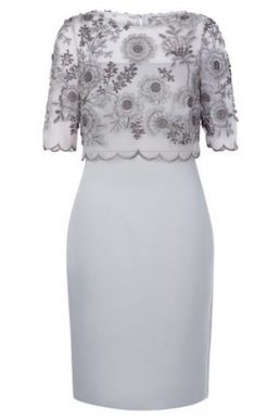 Hobbs Anna Floral Lace Shift Dress Silver