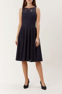 Hobbs Ashling Lace Dress Navy Blue