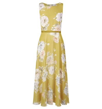 Hobbs Carly Floral Print Midi Dress, Yellow/Ivory - myonewedding.co.uk