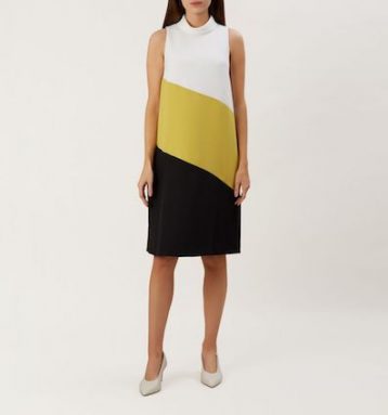 Hobbs Cecile Shift Dress Yellow White Black