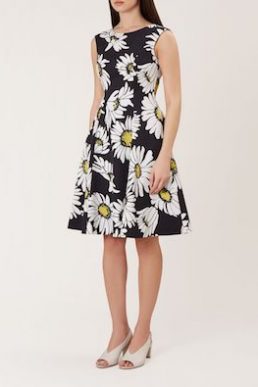 Hobbs Rhona Daisy Print Dress White Black
