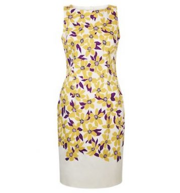 Hobbs Fiona Print Shift Dress Yellow Purple Multi